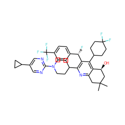 CC1(C)Cc2nc(C3CCN(c4ncc(C5CC5)cn4)CC3)c([C@@H](F)c3ccc(C(F)(F)F)cc3)c(C3CCC(F)(F)CC3)c2[C@@H](O)C1 ZINC000200016917