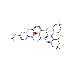 CC1(C)Cc2nc(C3CCN(c4ncc(OC(F)F)cn4)CC3)c([C@@H](F)c3ccc(C(F)(F)F)cc3)c(C3CCC(F)(F)CC3)c2[C@@H](O)C1 ZINC000218225315