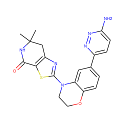 CC1(C)Cc2nc(N3CCOc4ccc(-c5ccc(N)nn5)cc43)sc2C(=O)N1 ZINC000040975015