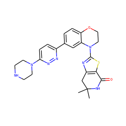 CC1(C)Cc2nc(N3CCOc4ccc(-c5ccc(N6CCNCC6)nn5)cc43)sc2C(=O)N1 ZINC000040976457