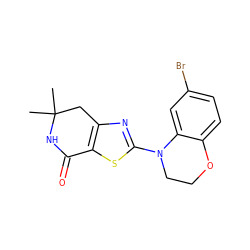 CC1(C)Cc2nc(N3CCOc4ccc(Br)cc43)sc2C(=O)N1 ZINC000040379556