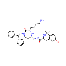 CC1(C)N[C@@H](C(=O)NC[C@@H]2CCN(CC(c3ccccc3)c3ccccc3)C(=O)[C@H](CCCCN)N2)Cc2cc(O)ccc21 ZINC001772579954