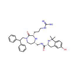 CC1(C)N[C@@H](C(=O)NC[C@@H]2CCN(CC(c3ccccc3)c3ccccc3)C(=O)[C@H](CCCNC(=N)N)N2)Cc2cc(O)ccc21 ZINC001772638093