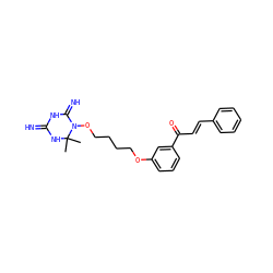 CC1(C)NC(=N)NC(=N)N1OCCCCOc1cccc(C(=O)/C=C/c2ccccc2)c1 ZINC001772594269