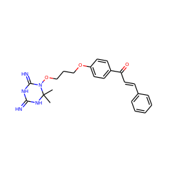 CC1(C)NC(=N)NC(=N)N1OCCCOc1ccc(C(=O)/C=C/c2ccccc2)cc1 ZINC001772650531