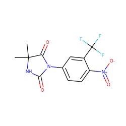 CC1(C)NC(=O)N(c2ccc([N+](=O)[O-])c(C(F)(F)F)c2)C1=O ZINC000003874498