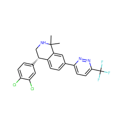 CC1(C)NC[C@@H](c2ccc(Cl)c(Cl)c2)c2ccc(-c3ccc(C(F)(F)F)nn3)cc21 ZINC000139787475