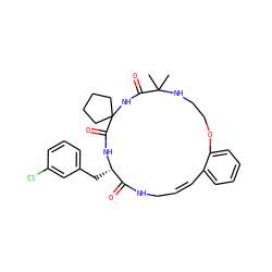 CC1(C)NCCOc2ccccc2/C=C\CNC(=O)[C@H](Cc2cccc(Cl)c2)NC(=O)C2(CCCC2)NC1=O ZINC000207668577