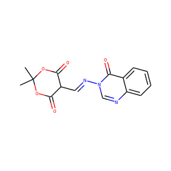 CC1(C)OC(=O)C(/C=N/n2cnc3ccccc3c2=O)C(=O)O1 ZINC000101618797