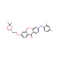 CC1(C)OC[C@@H](CCOc2ccc3c(c2)COc2cc(Nc4ccc(F)cc4F)ccc2C3=O)O1 ZINC000103292987