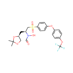 CC1(C)OC[C@H](C[C@@H](CS(=O)(=O)c2ccc(Oc3ccc(OC(F)(F)F)cc3)cc2)N(O)C=O)O1 ZINC000013471954