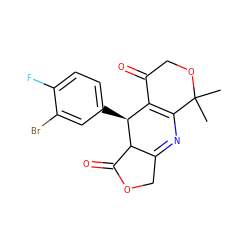 CC1(C)OCC(=O)C2=C1N=C1COC(=O)C1[C@H]2c1ccc(F)c(Br)c1 ZINC000040576104