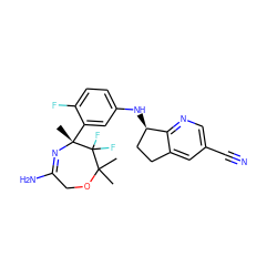 CC1(C)OCC(N)=N[C@](C)(c2cc(N[C@@H]3CCc4cc(C#N)cnc43)ccc2F)C1(F)F ZINC000169702888