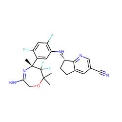 CC1(C)OCC(N)=N[C@](C)(c2cc(N[C@H]3CCc4cc(C#N)cnc43)c(F)cc2F)C1(F)F ZINC000169702899