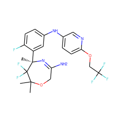 CC1(C)OCC(N)=N[C@](C)(c2cc(Nc3ccc(OCC(F)(F)F)nc3)ccc2F)C1(F)F ZINC000169702906