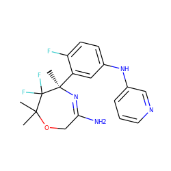 CC1(C)OCC(N)=N[C@](C)(c2cc(Nc3cccnc3)ccc2F)C1(F)F ZINC000169702902