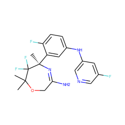 CC1(C)OCC(N)=N[C@](C)(c2cc(Nc3cncc(F)c3)ccc2F)C1(F)F ZINC000169702901