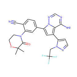 CC1(C)OCCN(c2cc(-c3cc(-c4ccnn4CC(F)(F)F)c4c(N)ncnn34)ccc2C#N)C1=O ZINC001772626809