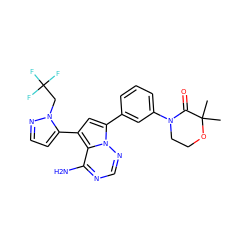 CC1(C)OCCN(c2cccc(-c3cc(-c4ccnn4CC(F)(F)F)c4c(N)ncnn34)c2)C1=O ZINC001772634605