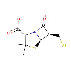 CC1(C)S[C@@H]2[C@H](CS)C(=O)N2[C@H]1C(=O)O ZINC000028758758