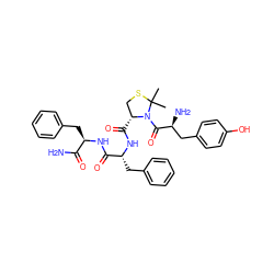 CC1(C)SC[C@@H](C(=O)N[C@H](Cc2ccccc2)C(=O)N[C@H](Cc2ccccc2)C(N)=O)N1C(=O)[C@@H](N)Cc1ccc(O)cc1 ZINC000027305724
