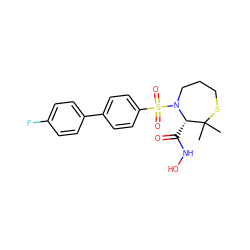 CC1(C)SCCCN(S(=O)(=O)c2ccc(-c3ccc(F)cc3)cc2)[C@H]1C(=O)NO ZINC000013801782