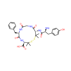 CC1(C)SSC(C)(C)[C@@H](C(=O)O)NC(=O)[C@@H](Cc2ccccc2)NC(=O)CNC(=O)[C@@H]1NC(=O)[C@@H](N)Cc1ccc(O)cc1 ZINC000029551336