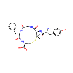 CC1(C)SSC[C@@H](C(=O)O)NC(=O)[C@H](Cc2ccccc2)NC(=O)CNC(=O)[C@H]1NC(=O)[C@@H](N)Cc1ccc(O)cc1 ZINC000029315918