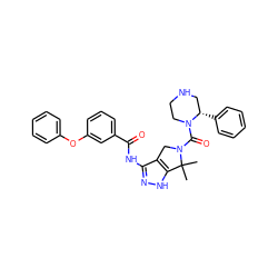 CC1(C)c2[nH]nc(NC(=O)c3cccc(Oc4ccccc4)c3)c2CN1C(=O)N1CCNC[C@@H]1c1ccccc1 ZINC000114182287