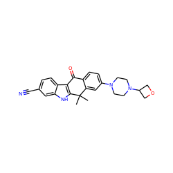 CC1(C)c2cc(N3CCN(C4COC4)CC3)ccc2C(=O)c2c1[nH]c1cc(C#N)ccc21 ZINC000071334121