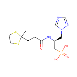 CC1(CCC(=O)N[C@@H](Cn2cncn2)CP(=O)(O)O)SCCS1 ZINC000026176674