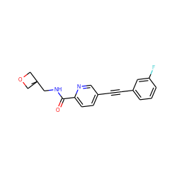 CC1(CNC(=O)c2ccc(C#Cc3cccc(F)c3)cn2)COC1 ZINC000096933564