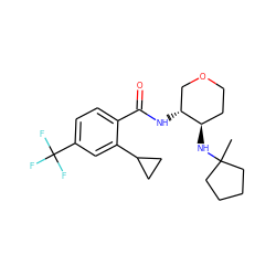 CC1(N[C@@H]2CCOC[C@H]2NC(=O)c2ccc(C(F)(F)F)cc2C2CC2)CCCC1 ZINC000118618786