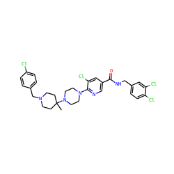 CC1(N2CCN(c3ncc(C(=O)NCc4ccc(Cl)c(Cl)c4)cc3Cl)CC2)CCN(Cc2ccc(Cl)cc2)CC1 ZINC000066066087
