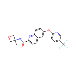 CC1(NC(=O)c2ccc3cc(Oc4ccc(C(F)(F)F)cn4)ccc3n2)COC1 ZINC001772637941