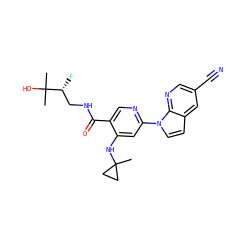 CC1(Nc2cc(-n3ccc4cc(C#N)cnc43)ncc2C(=O)NC[C@@H](F)C(C)(C)O)CC1 ZINC001772586689