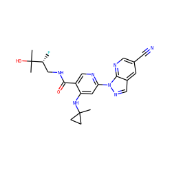 CC1(Nc2cc(-n3ncc4cc(C#N)cnc43)ncc2C(=O)NC[C@@H](F)C(C)(C)O)CC1 ZINC001772658118