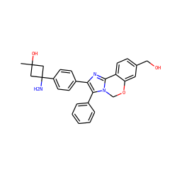 CC1(O)CC(N)(c2ccc(-c3nc4n(c3-c3ccccc3)COc3cc(CO)ccc3-4)cc2)C1 ZINC000169703896