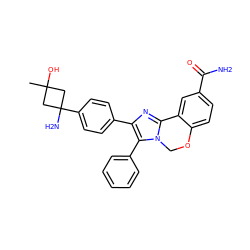 CC1(O)CC(N)(c2ccc(-c3nc4n(c3-c3ccccc3)COc3ccc(C(N)=O)cc3-4)cc2)C1 ZINC000169703904