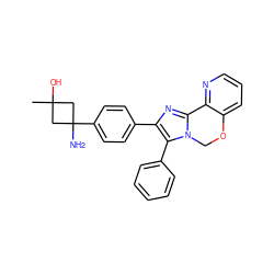 CC1(O)CC(N)(c2ccc(-c3nc4n(c3-c3ccccc3)COc3cccnc3-4)cc2)C1 ZINC000169703880