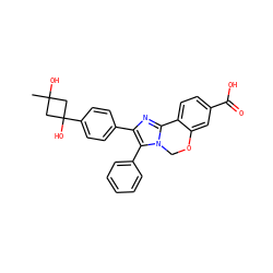 CC1(O)CC(O)(c2ccc(-c3nc4n(c3-c3ccccc3)COc3cc(C(=O)O)ccc3-4)cc2)C1 ZINC000169703919