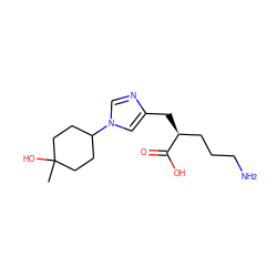 CC1(O)CCC(n2cnc(C[C@@H](CCCN)C(=O)O)c2)CC1 ZINC000169698752