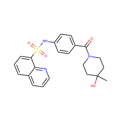 CC1(O)CCN(C(=O)c2ccc(NS(=O)(=O)c3cccc4cccnc34)cc2)CC1 ZINC000221285964