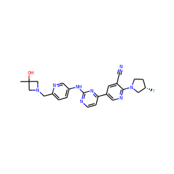 CC1(O)CN(Cc2ccc(Nc3nccc(-c4cnc(N5CC[C@H](F)C5)c(C#N)c4)n3)cn2)C1 ZINC000221164704