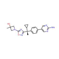 CC1(O)CN(c2nc([C@@](C)(c3ccc(-c4cnc(N)nc4)cc3)C3CC3)no2)C1 ZINC000114356424