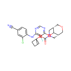 CC1(OC(=O)N2C[C@H]3COC[C@@H](C2)C3Oc2ncnc(Nc3ccc(C#N)cc3Cl)c2F)CCC1 ZINC000204469807