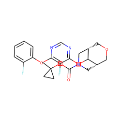 CC1(OC(=O)N2C[C@H]3COC[C@@H](C2)C3Oc2ncnc(Oc3ccccc3F)c2F)CC1 ZINC000204471748