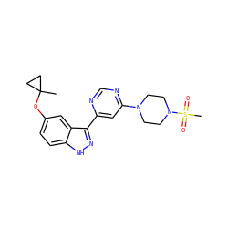 CC1(Oc2ccc3[nH]nc(-c4cc(N5CCN(S(C)(=O)=O)CC5)ncn4)c3c2)CC1 ZINC000221312870