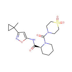 CC1(c2cc(NC(=O)[C@@H]3CCCCN3C(=O)N3CCS(=O)(=O)CC3)on2)CC1 ZINC000200022118