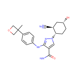 CC1(c2ccc(Nc3nn([C@H]4CC[C@@H](O)C[C@@H]4C#N)cc3C(N)=O)cc2)COC1 ZINC000205018429